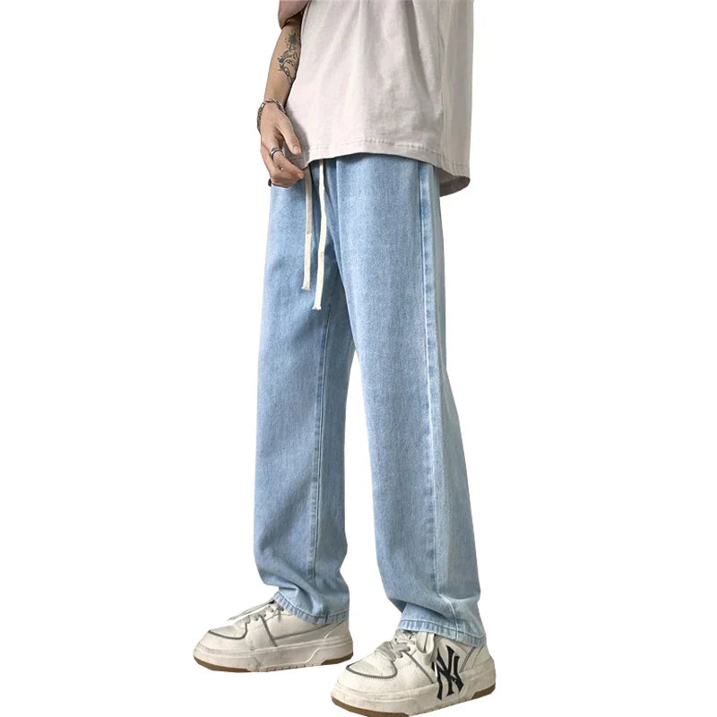 saferido Men's Jeans Fashion Embroidery Baggy Denim Trousers Spring Vintage Straight Wide Pants Male Bottoms Casual Y2K Clothes