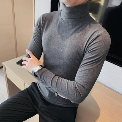 saferido  Clothing Man Spring Autumn Casual Long Sleeve T-shirt/Male Slim Fit Fashion High Collar Pullover Man T-shirts S-4XL