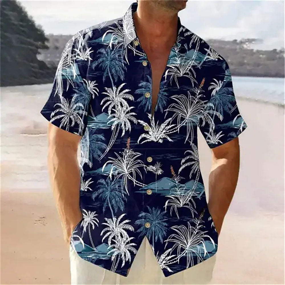 Coconut Tree Print Men's Polo Dazn Shirts And Blouses If Beach Fashion Short Sleeve Tops Oversize Streetwear Hawaiian Shirt 5xl