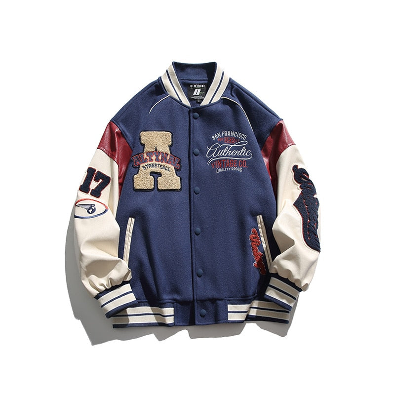 Men's Retro Letter Embroidered Jackets Spring Coat Y2K Hip Hop Trend Baseball Uniform Couple Casual American Street Loose Jacket