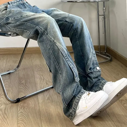 saferido Loose Trousers Work Wear Baggy Men's Jeans Straight Spring Autumn Male Cowboy Pants Korean Fashion Luxury Stacked Cotton Kpop Xs