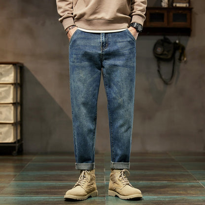 Baggy Jeans Men Harem Pants Loose Fit Wide Leg Vintage Clothes Casual Male Denim Trousers Streetwear Patched Pockets HipHop Kpop