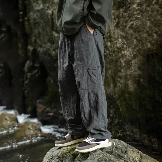 Autumn Cargo Pants Men 100% Nylon Safari Style Solid Double Side Pockets Men Pants Outdoors Tourism Men Clothes