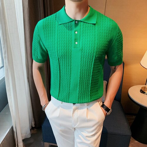 Brand Clothing Men's Summer Knitted Short Sleeve Polo Shirts/Male slim fit  lapel Short sleeve Polo Shirts S-3XL