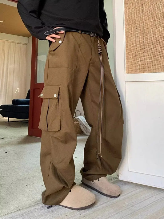 saferido Wide Cargo Pants Men Baggy Oversize Cargo Trousers Male Oversize  Loose Casual Streetwear Hip Hop Pocket Spring