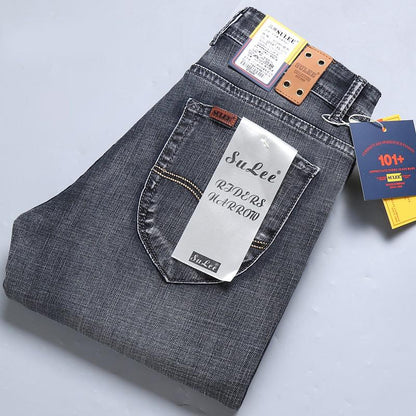 Thin SULEE Brand Logo Slim Fit Spring Summer Men's Jeans Casual Elastic Denim Pants Male Trousers Colors Luxury Clothing