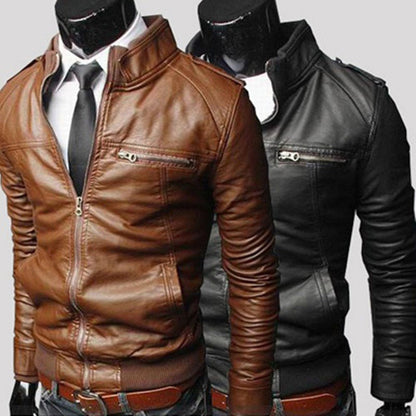 Brand New Men's  Motorcycle Leather Jacket Slim Men Leather Jacket Outer Wear Clothing For Male Garment Man Jackets