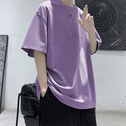 100% Cotton Five Half Sleeve Men's Women Summer T-shirt Loose Short-sleeved Casual Basic Shirt O Neck Solid Color Oversize