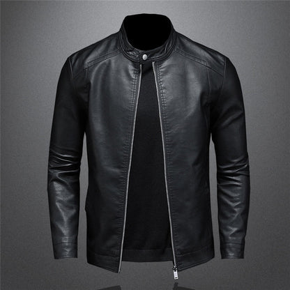 Large Size Autumn Fashion Trend Coat New Slim Stand Collar Motorcycle Leather Jacket Men's PU Handsome Top 5XL