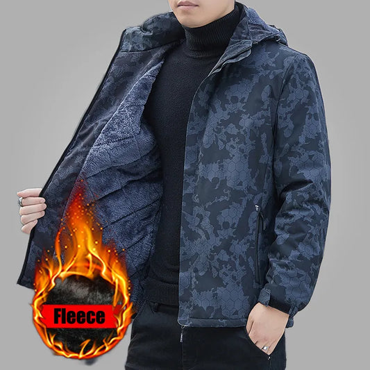 Mens Jackets Fleece Military Hooded Outwear Jacket Waterproof  Thick Warm Jacket Men Casual Coats Male Clothing Windbreaker