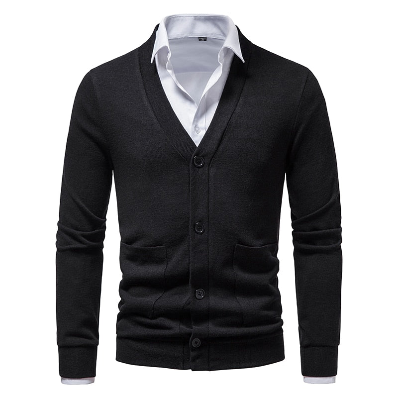 Spring Autumn Cardigan Men V Neck Knitted Sweater coats Solid Color Mens Casual Sweater Cardigan Jacket Slim Knitwear Tops Men