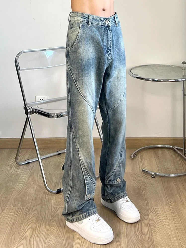 saferido Loose Trousers Work Wear Baggy Men's Jeans Straight Spring Autumn Male Cowboy Pants Korean Fashion Luxury Stacked Cotton Kpop Xs