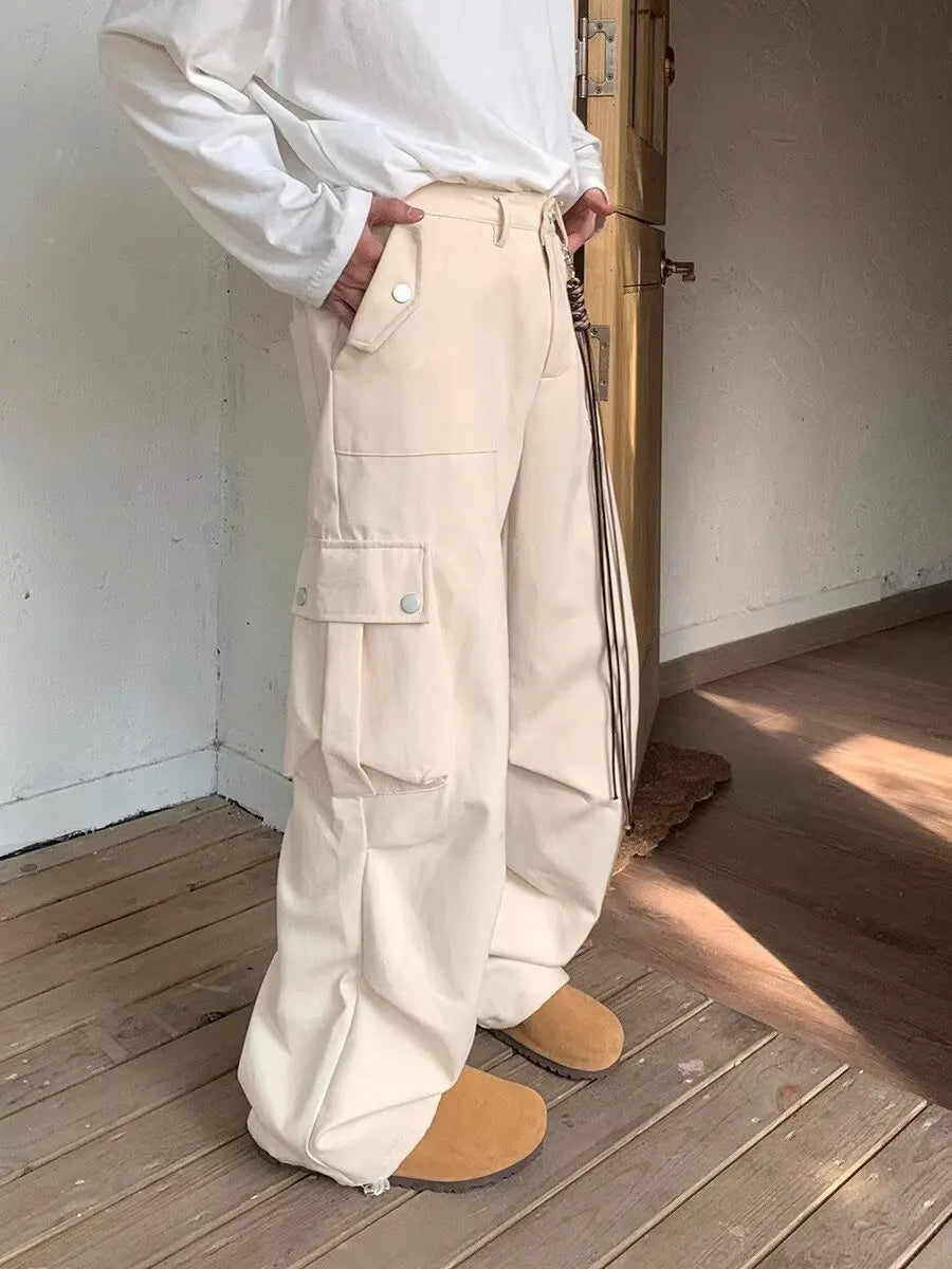 saferido Wide Cargo Pants Men Baggy Oversize Cargo Trousers Male Oversize  Loose Casual Streetwear Hip Hop Pocket Spring