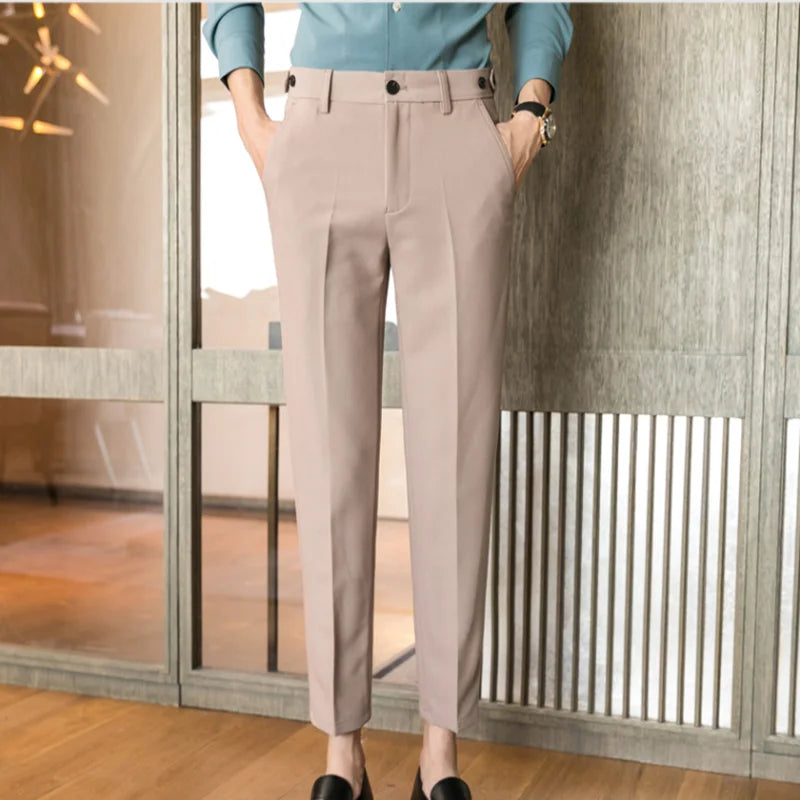 saferido  Brand Clothing Fashion Male Spring High Quality Cotton Business Suit Trousers/Men's Pure Color Leisure Suit Pants 28-34