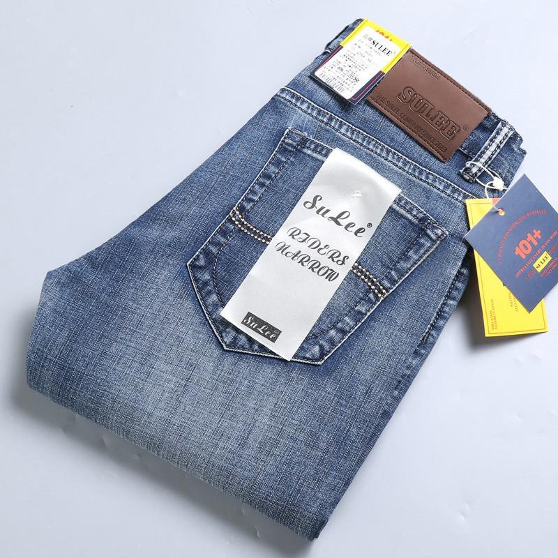 Thin SULEE Brand Logo Slim Fit Spring Summer Men's Jeans Casual Elastic Denim Pants Male Trousers Colors Luxury Clothing