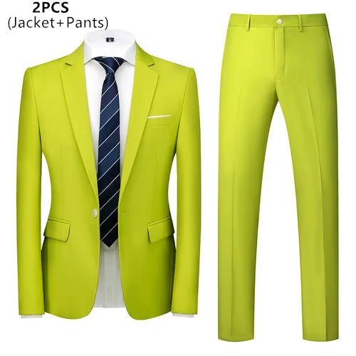 saferido (Jacket+Vest+Pants) Men Business Suits British Style MenWedding Dress Slim Fitting Blazer Trousers 3 Piece Elegant Male Tuxedo