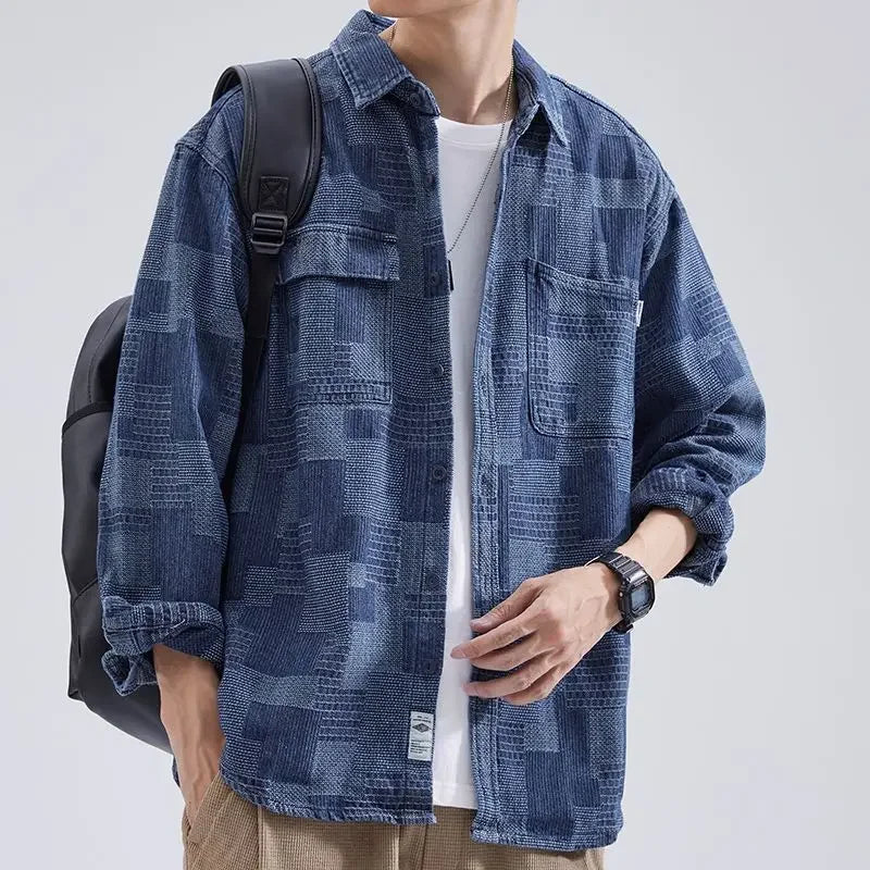 saferido Spring and Autumn New Fashion Temperament Trend Japanese Denim Jacket Man Simple Casual Loose Vintage Male Top Outerwear Clothes