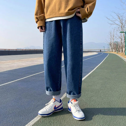 saferido Spring brand straight loose trouser  Korean High street men and women can wear denim classic fashion trend boys girls jeans