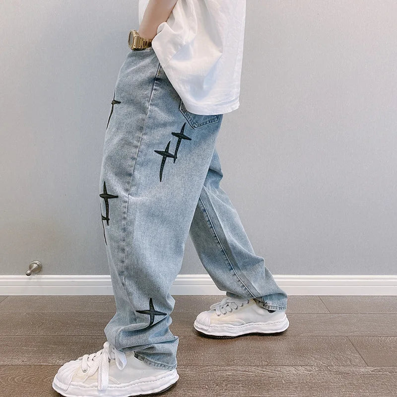 saferido Wide Leg Cargo Pants 2024 Streetwear Baggy men Jeans Spring Autumn Men Korean Fashion Loose Straight Male Brand Clothing Black