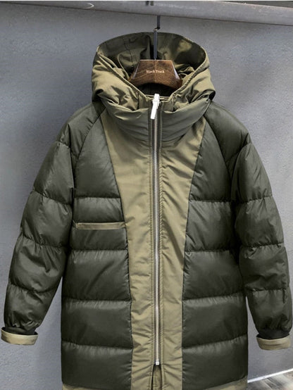 Green Cargo Down Jacket Medium Long Winter Thickened Thermal Coat Outdoor Warm Ski Parkas Camp Trekking Storm Suit