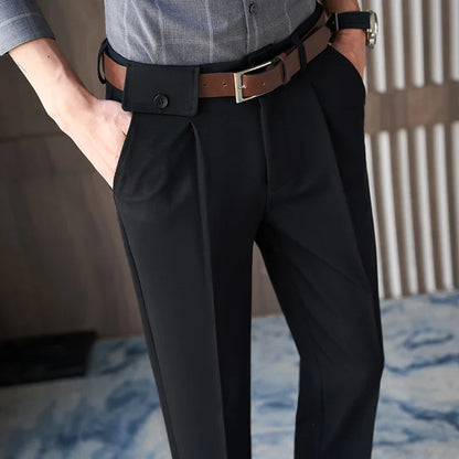 saferido   Spring New Solid Ankle Length Business Formal Wear Men Clothing Dress Pants Slim Fit Casual Office Trousers 28-36