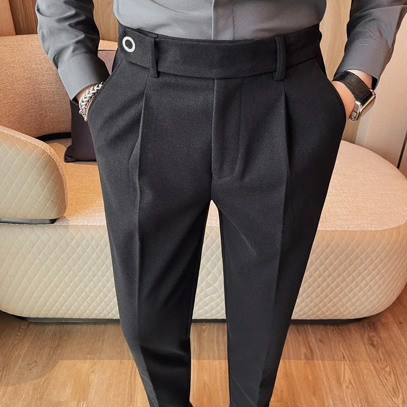 saferido  Men's Spring High Quality Business Suit Pants Male Slim Fit Fashion Solid Color Casual Dress Trousers 29-38