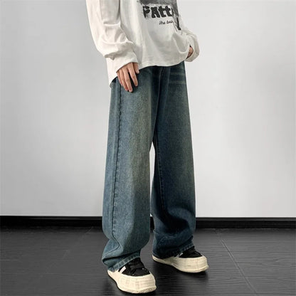 Jeans men Spring Wide Leg Jeans Male Loose Straight Denim Pants Harajuku Vintage Blue Jean Trouser Streetwear Clothes