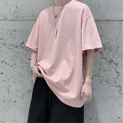 100% Cotton Five Half Sleeve Men's Women Summer T-shirt Loose Short-sleeved Casual Basic Shirt O Neck Solid Color Oversize