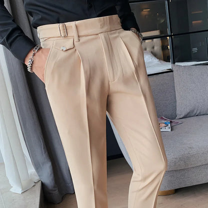 saferido  Brand Clothing Fashion Spring High Quality Slim Fit Business Suit Pants/Male White Black Leisure Dress Trousers 29-36