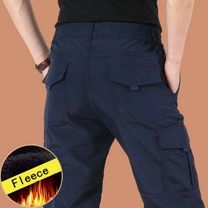 Men Winter Thick Warm Cargo Pants Casual Fleece Linner Outdoor Waterproof Long Trousers Baggy Joggers Worker Cargo Pants 4XL Men