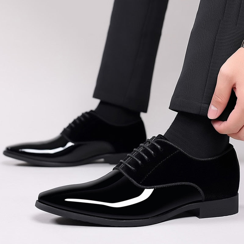 saferido Classic Patent Leather Shoes for Men Casual Business Shoes Lace Up Formal Office Work Shoes for Male Party Wedding Oxfords