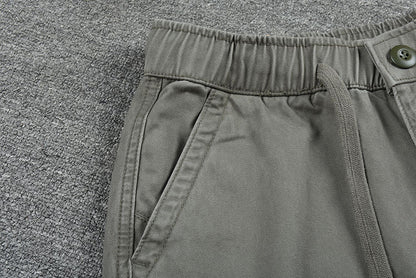 Shorts Mens Casual Cotton Shorts Work Trousers Knee Length Elastic Waist Men Chino Shorts