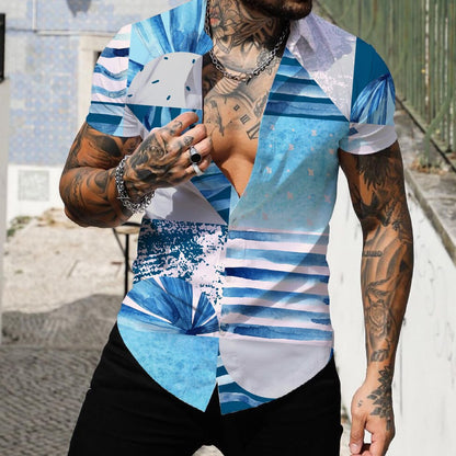 Summer Men's Short Sleeve Shirts 3D Printed Fashion Shirts Hawaiian Casual Shirts Oversized S-5XL