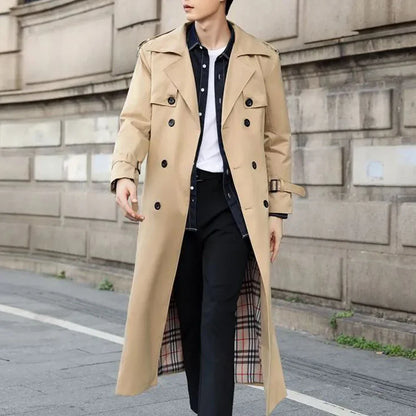 saferido Mens Long Casual Coat Genderless 2024 New Autumn Winter Fashion British Style Temperament Slim Retro Solid Color Jacket Unisex