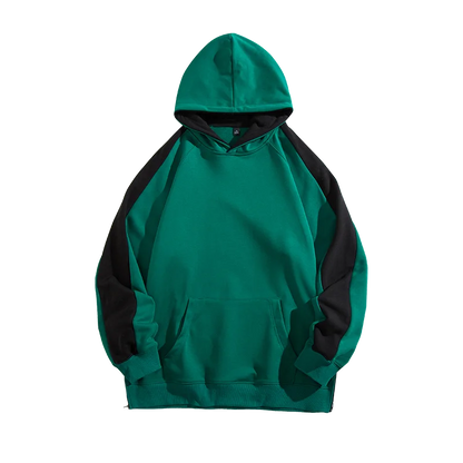 saferido Autumn Baggy Hoodies Contrast Color Sleeve Pullover Korean Fashion Classic Sweatshirt Women/Men Streetwear Green Hoodie Harajuku