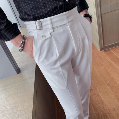 saferido  Brand Clothing Fashion Spring High Quality Slim Fit Business Suit Pants/Male White Black Leisure Dress Trousers 29-36