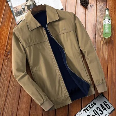 Autumn Winter Men's Bomber Jacket Mens Outwear Windbreaker Both-Side Coats Fashion Slim Fit Business Coats Mens Clothing