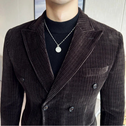 saferido Men's Corduroy Suit Jackets/Male Slim Fit Fashion High Quality Tuxedo/Man Spring Autumn Blazers Office Dress