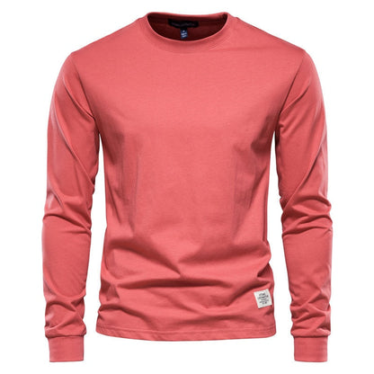 Spring New men T Shirt Fashion O-neck Long Sleeved Cotton Mens Tshirts High Quality  Man T-shirt 12 Color