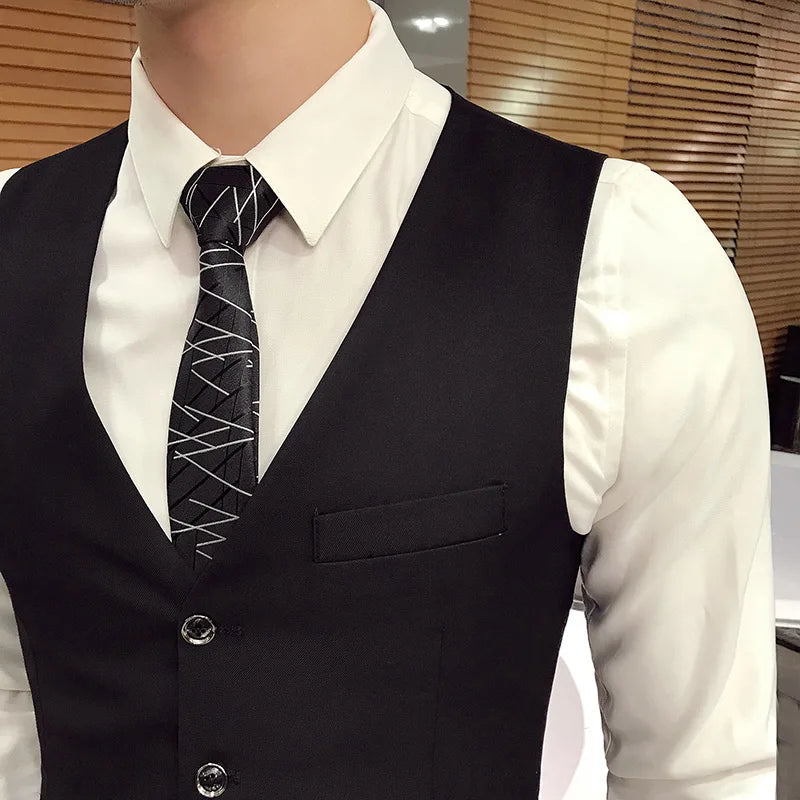 saferido  Brand Clothing Fashion Men Spring Slim Fit Pure Ctton Business Suit Vest/Male Fashion Leisure Blazers Vest Black Grey Blue