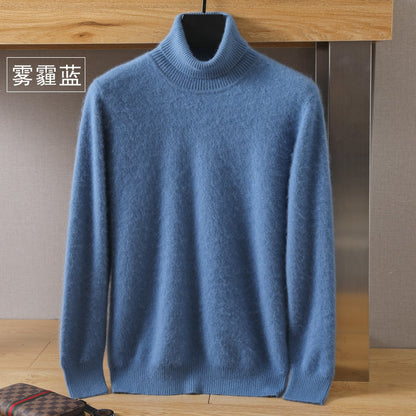 Men's Turtleneck 100% Mink Cashmere Sweater Men Autumn and Winter Large Size Loose Knitted Sweater Keep Warm Top Men Jumper