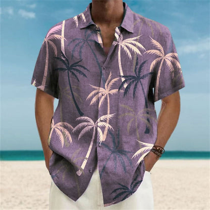 Coconut Tree Print Men's Polo Dazn Shirts And Blouses If Beach Fashion Short Sleeve Tops Oversize Streetwear Hawaiian Shirt 5xl