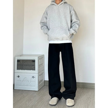 saferido Vintage American Style White Workwear Casual Pants Men's Loose-fit Straight-leg Wide-leg Dragging Trousers High Street Material