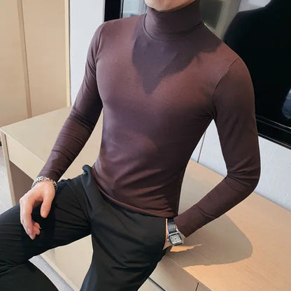 saferido  Clothing Man Spring Autumn Casual Long Sleeve T-shirt/Male Slim Fit Fashion High Collar Pullover Man T-shirts S-4XL