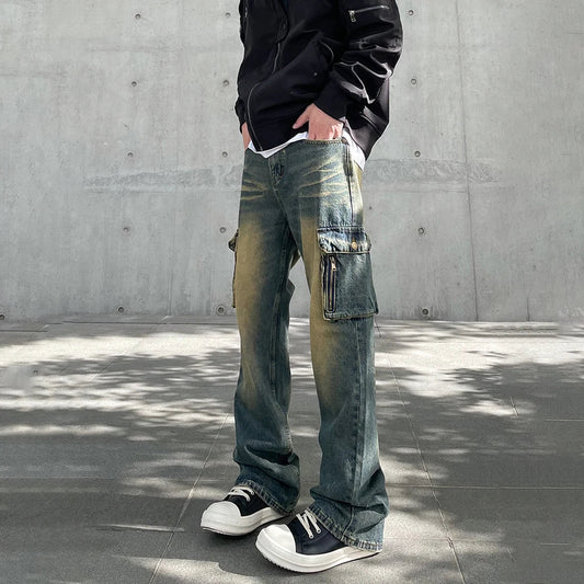 Cargo Jeans Men Autumn Y2k Baggy Streetwear Trousers High Street Casual Fashion Straight-leg Pocket Vintage Denim Pants Winter