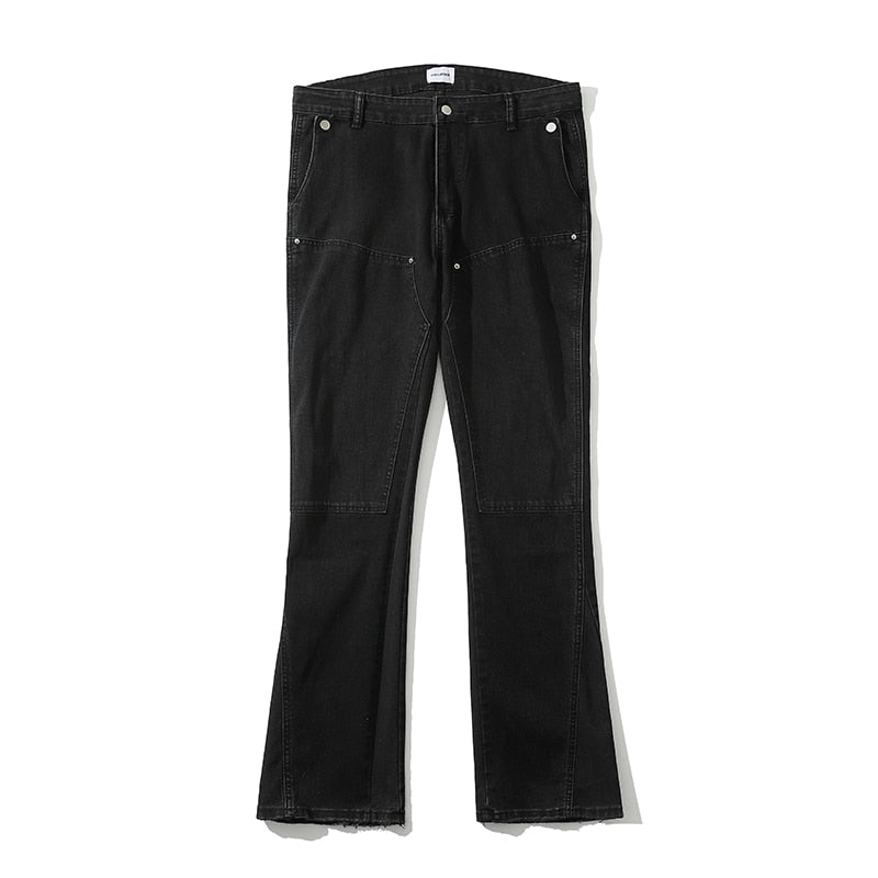 Ruined Frayed Washed Retro Wide Boot Jeans Pants for Men and Women Straight Ripped Casual Oversized Denim Trousers