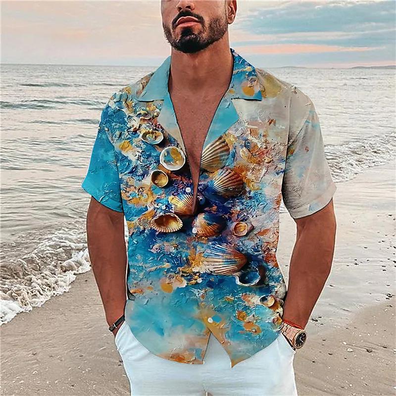 Coconut Tree Print Men's Polo Dazn Shirts And Blouses If Beach Fashion Short Sleeve Tops Oversize Streetwear Hawaiian Shirt 5xl