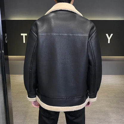 Men's Fashion High Quality Thickening To Keep Warm Leather Jackets/Man Slim Fit Lapel Casual Leather Jacket Fashion Coat 4XL-M