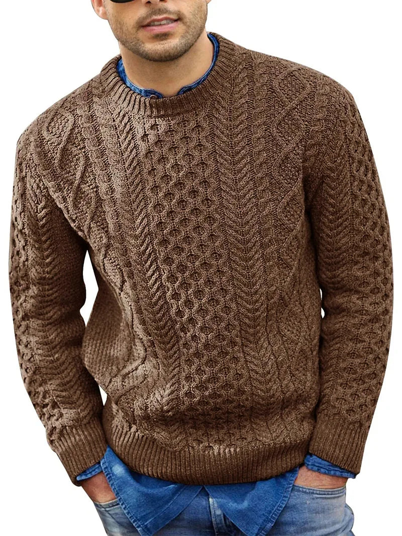 Pink Sweater Men's Autumn Winter New Pure Color Pullover Knitted Sweater Menwear Fashion Large Size Male Clothing