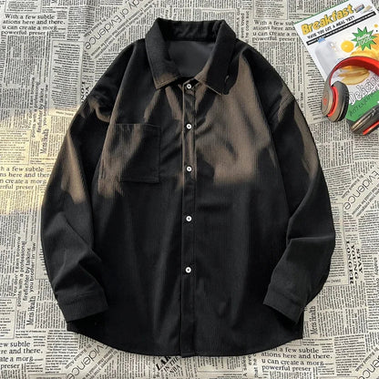 saferido Solid Color Men Shirts Casual Basic Long Sleeve New Unisex Shirt Korean Fashion Outwear Top Male Oversized Blouses